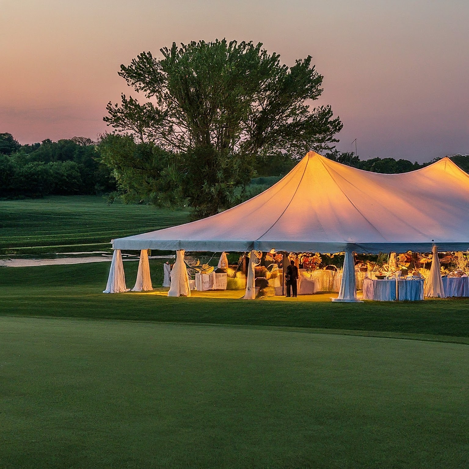 Sunset Wedding Tent on hole 2